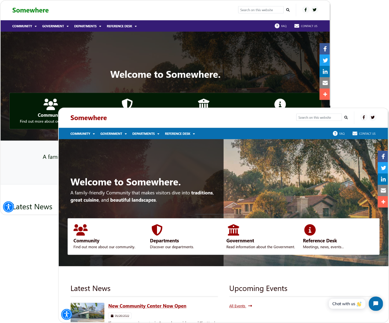 Two screenshots of MuniDIY with different color schemes